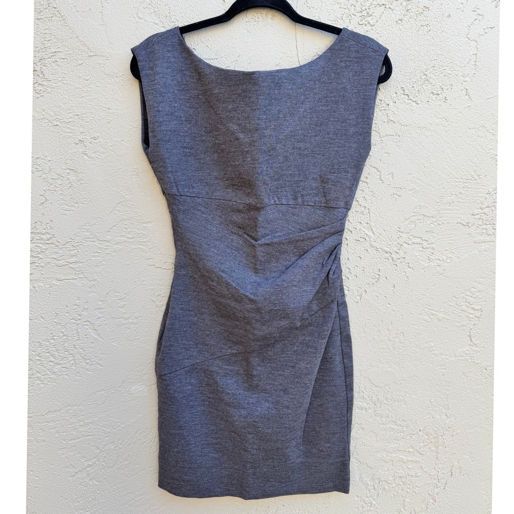 DIANE von FURSTENBERG Gray Ruched Sleeveless Sheath Midi Dress SZ 8 Office